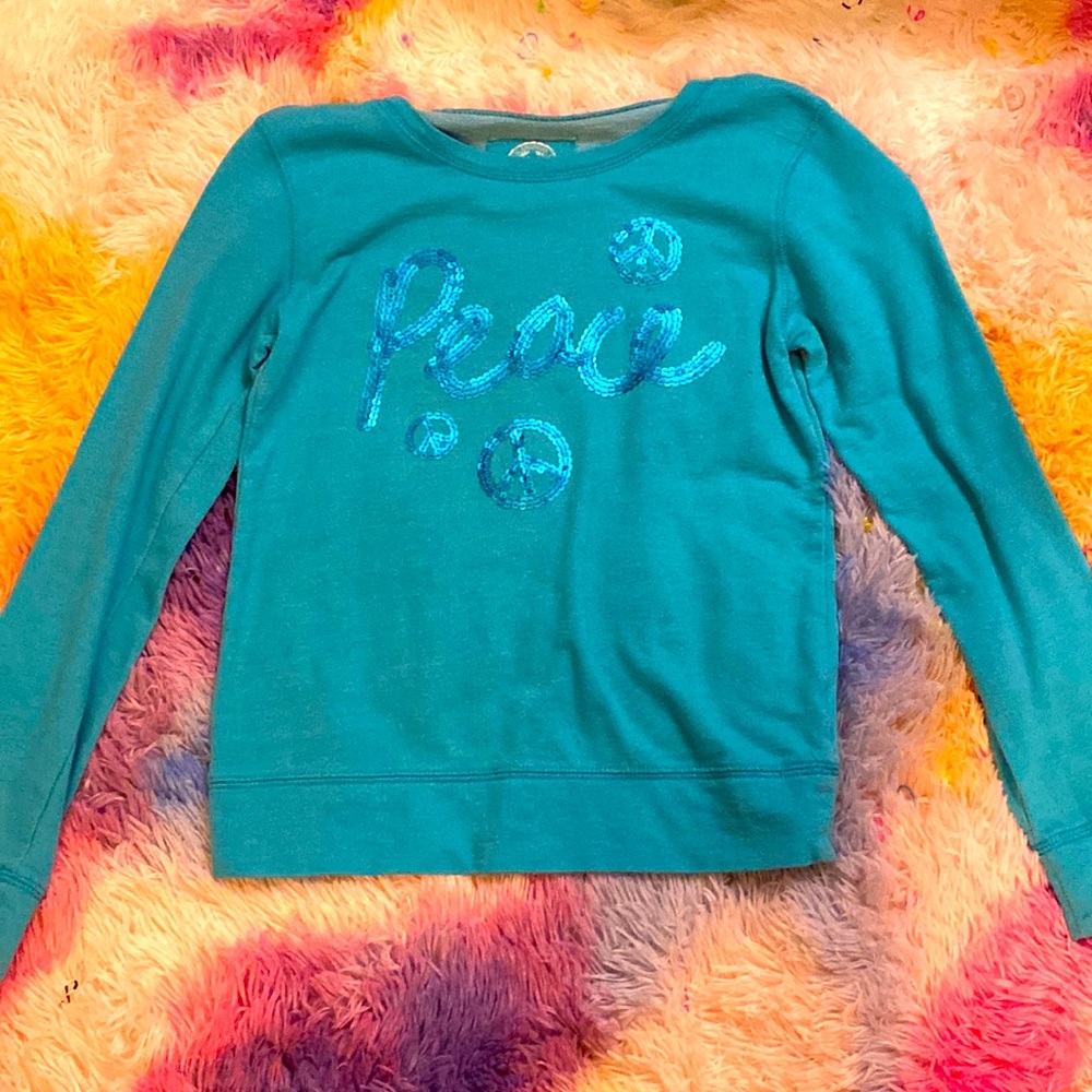 💙☮️ cute peace long sleeve shirt size: large 14 for girls💙☮️